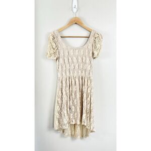 Deb Women's Dress Sz M Y2K Vtg Lace Dress Beige Cottage Core‎ Lined